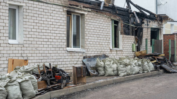 Professional Fire Damage Removal technician working in Arlington, OH